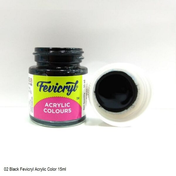 02 BLACK FEVICRYL ACRYLIC COLOURS 15ML