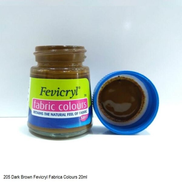 205 DARK BROWN FEVICRYL FABRIC COLOURS 20ML