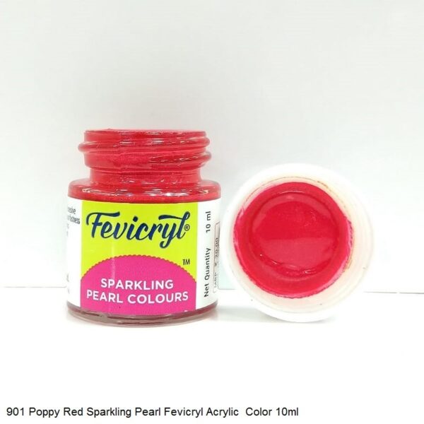 901 POPPY RED SPARKLING PEARL FEVICRYL ACRYLIC COLOURS 10ML