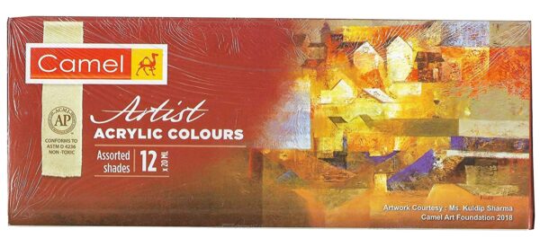 Camel Artist's Acrylic Color Box - 20 ml Tubes X 12 Shades