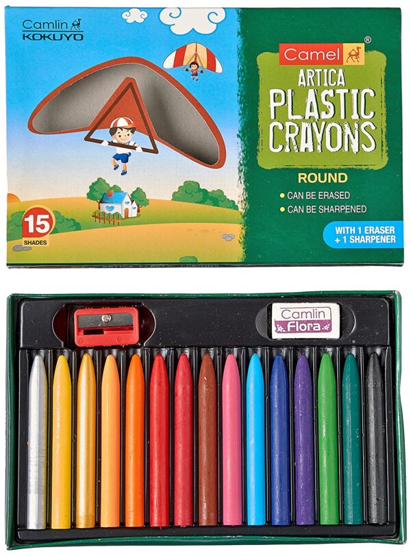 Camlin Kokuyo Plastic Crayons - 15 Shades