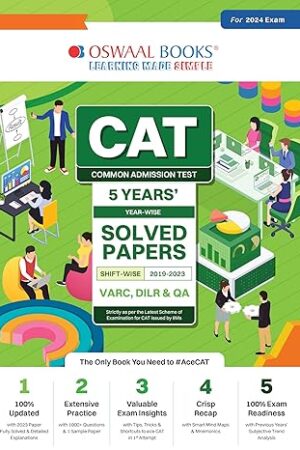 Oswaal-CAT-5-Years-Solved-Papers-Yearwise-and-Shiftwise-for-Exam
